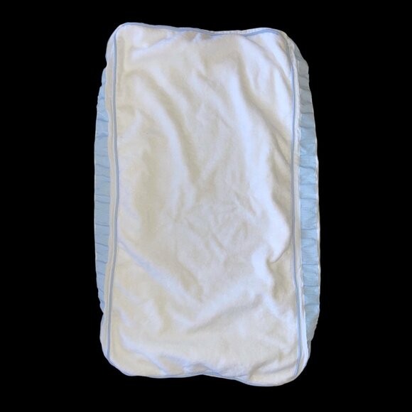 Pottery Barn Kids White & Blue Changing Pad Cover With Elasticized Corners & Rib - Picture 1 of 8